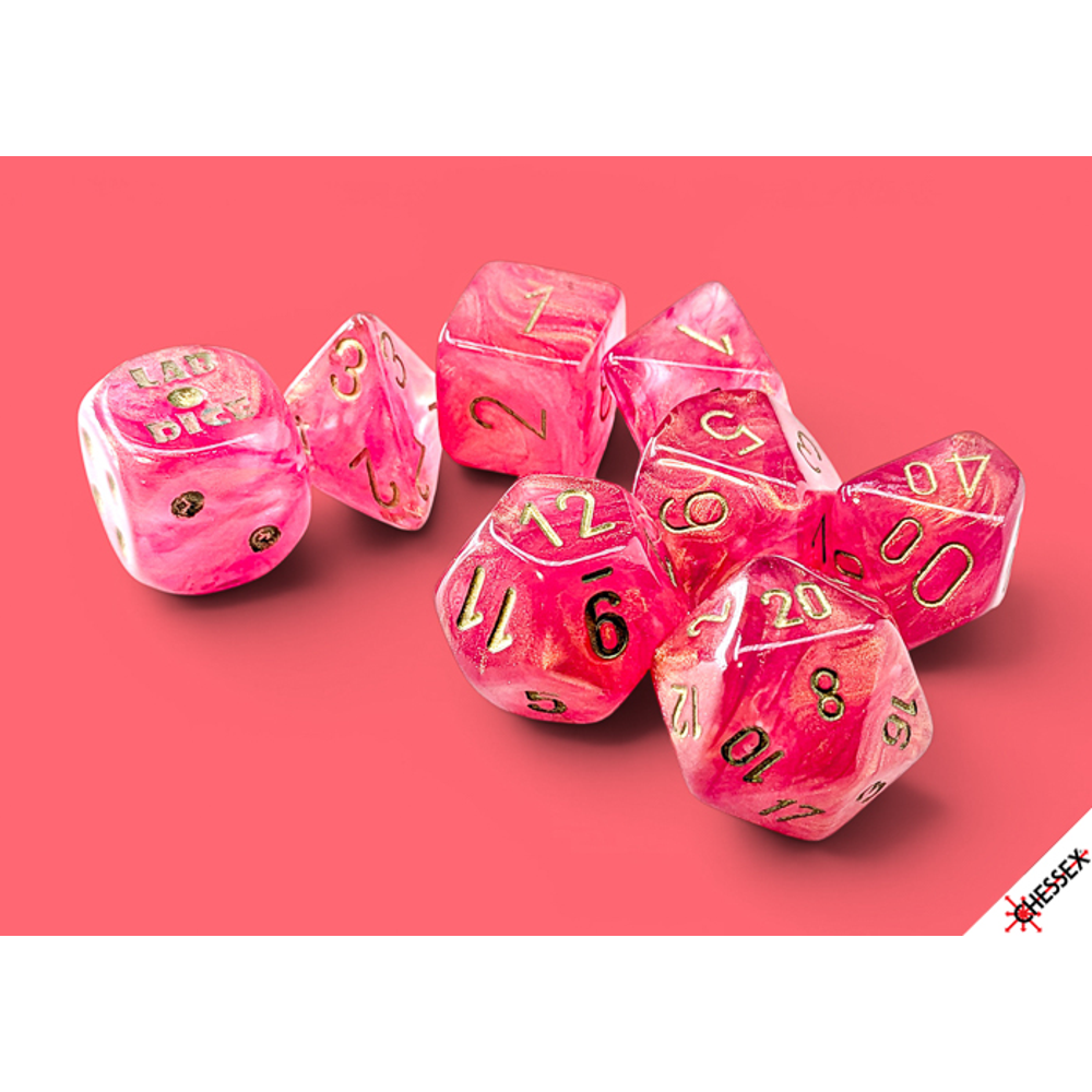 Chessex Lab Series Polyhedral Dice: Shimmer - Ignis/Gold (Preorder)