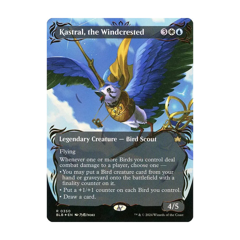 Kastral, the Windcrested (Borderless) (Raised Foil) - Bloomburrow (Foil Near Mint)