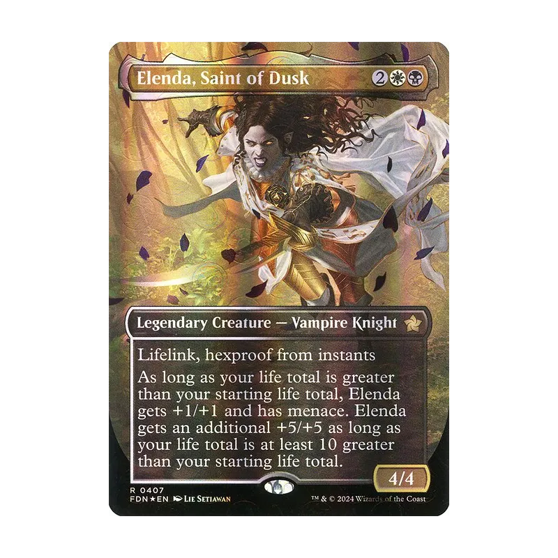 Elenda, Saint of Dusk (Borderless) (Mana Foil) - Foundations (Foil Near Mint)
